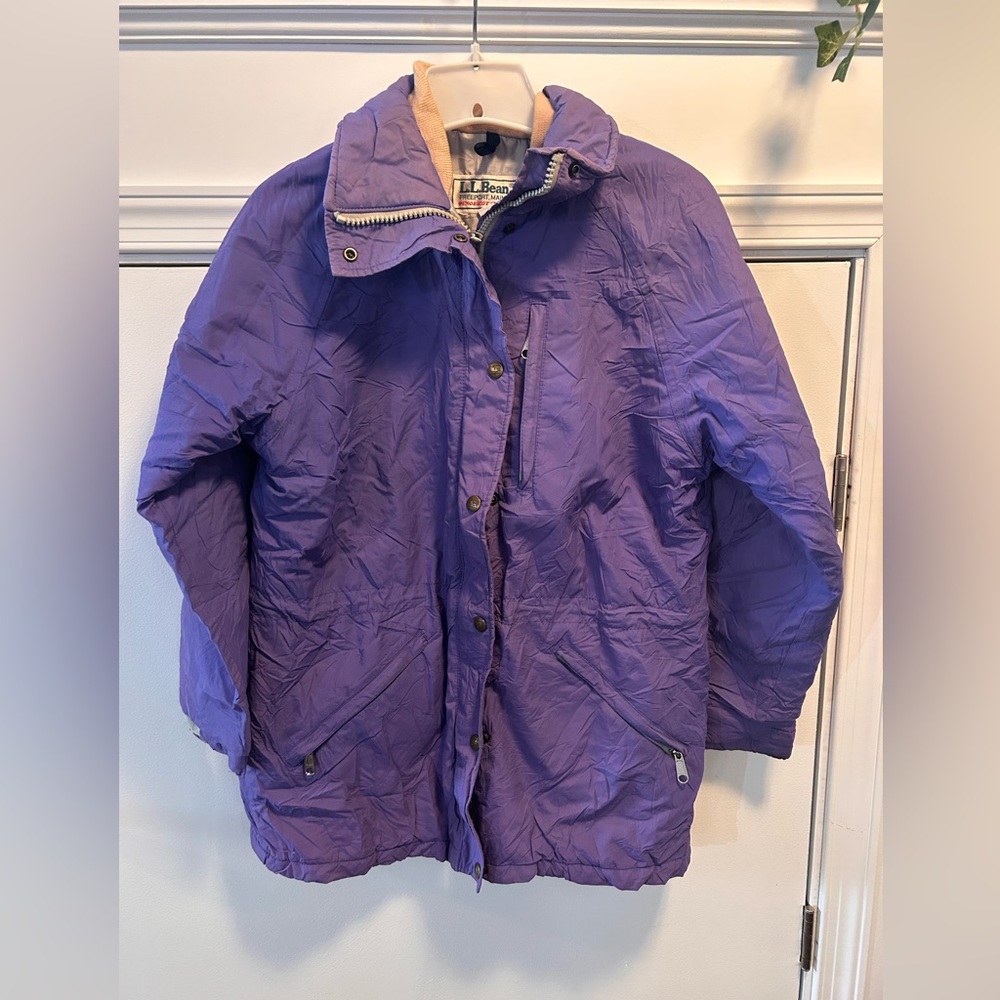 LL Bean Womens S Parka Purple Penobscot‎ Puffer Jacket Vtg 90s Made In USA